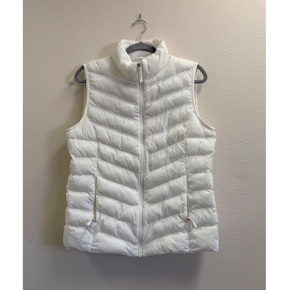 32 Degrees Heat Womens White Puffer Vest Quilted Full Zip Lightweight Size M